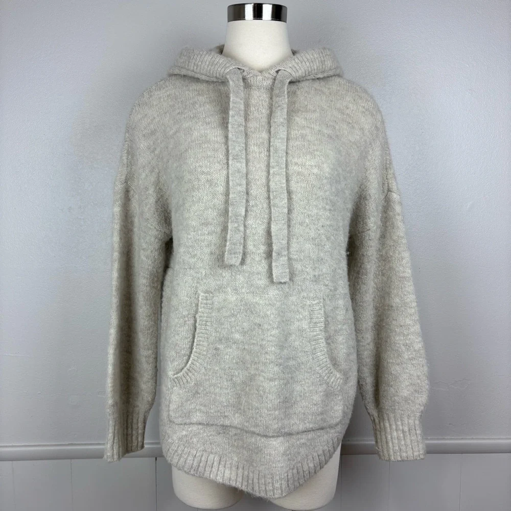 Madewell Wilmington‎ Hoodie Sweater Pullover Size S Oatmeal Beige Pockets Wool